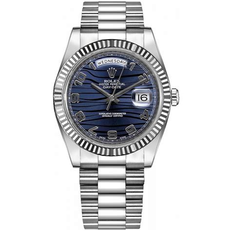 rolex day date 41 silber blau|rolex date and day display.